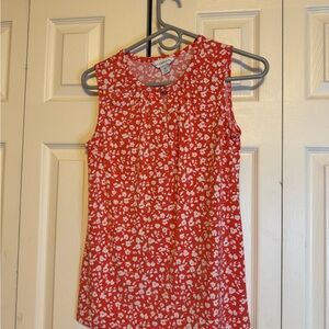 Liz Claiborne White and Orange‎ Pleated Blouse